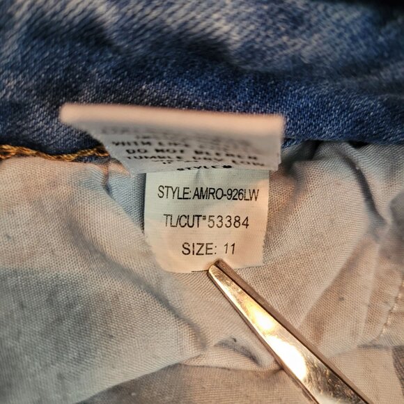 Ashley Mason Jeans Women 4 Paper Bag Ruffle Waist Pleated Mid Rise Medium Light - Picture 5 of 11